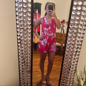 Pink floral romper